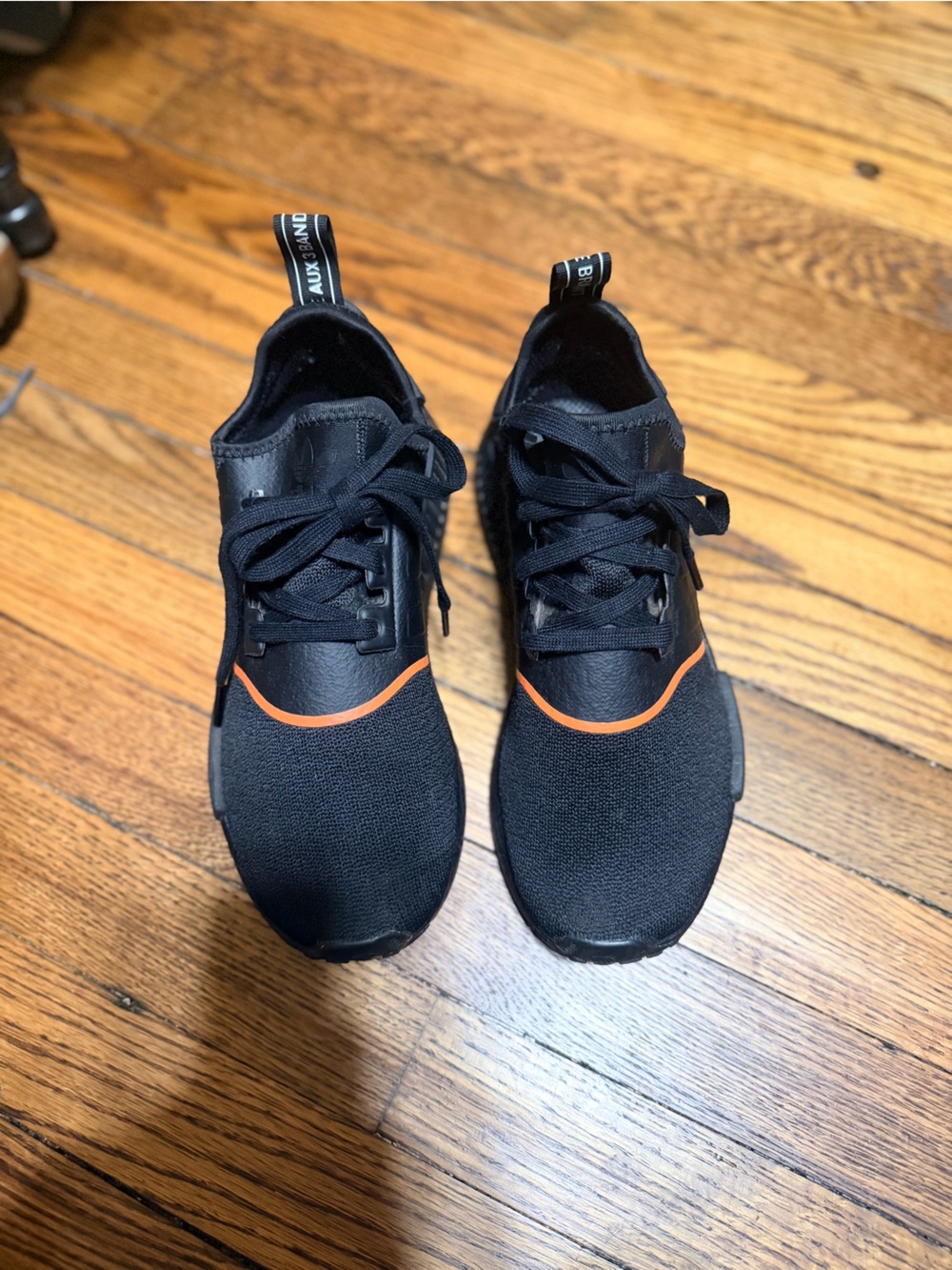 Adidas NMD R1 Core Black Orange Boost Sneakers Men’s Size 7 Streetwear